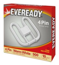 2 Pack Eveready 16W 2D Fluorescent Energy Saving Bulbs 4-Pin