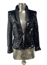 Esmara Jacket Coat Size Medium 12-14 Womens Black Smart Sequin Blazer Eu12