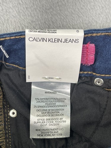 Calvin Klein Jeans Girls 8 Blue Dark CKJ 011 Adjustable Waist Mid Rise Skinny - Picture 10 of 11