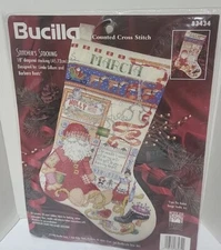 BUCILLA Santa Claus Stocking Counted Cross Stitch Embroidery 83434 Christmas New