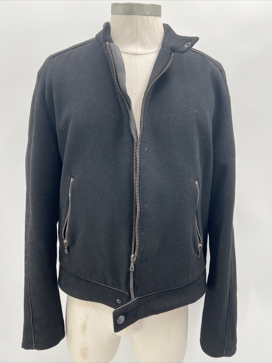 【関税込み】PRADA lightweight wool bomber jacket Prada Men's 100% Virgin Wool with Leather Trim Bomber Black