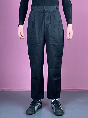 80s Gianni Versace Vintage Men's Pleated Pants - 46 Black Classic