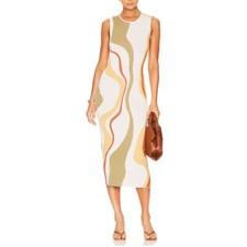 Minkpink 'Ziggy' White Knitted Ponte Midi Dress Size S