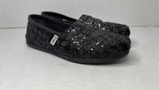 Toms Classic Sequin Glitz Slip-On Black Womens Size 6