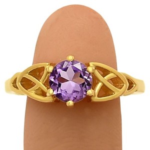 Authentic 18K Gold Plated Celtic Knot Gemstone Ring – Vintage Boho Style TGR1029