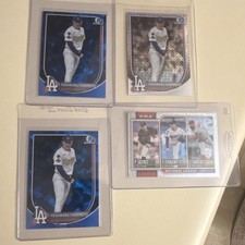 Topps 2024 Yoshinobu Yamamoto Dodgers 4-Card Lot Bowman Chrome NL Leaders