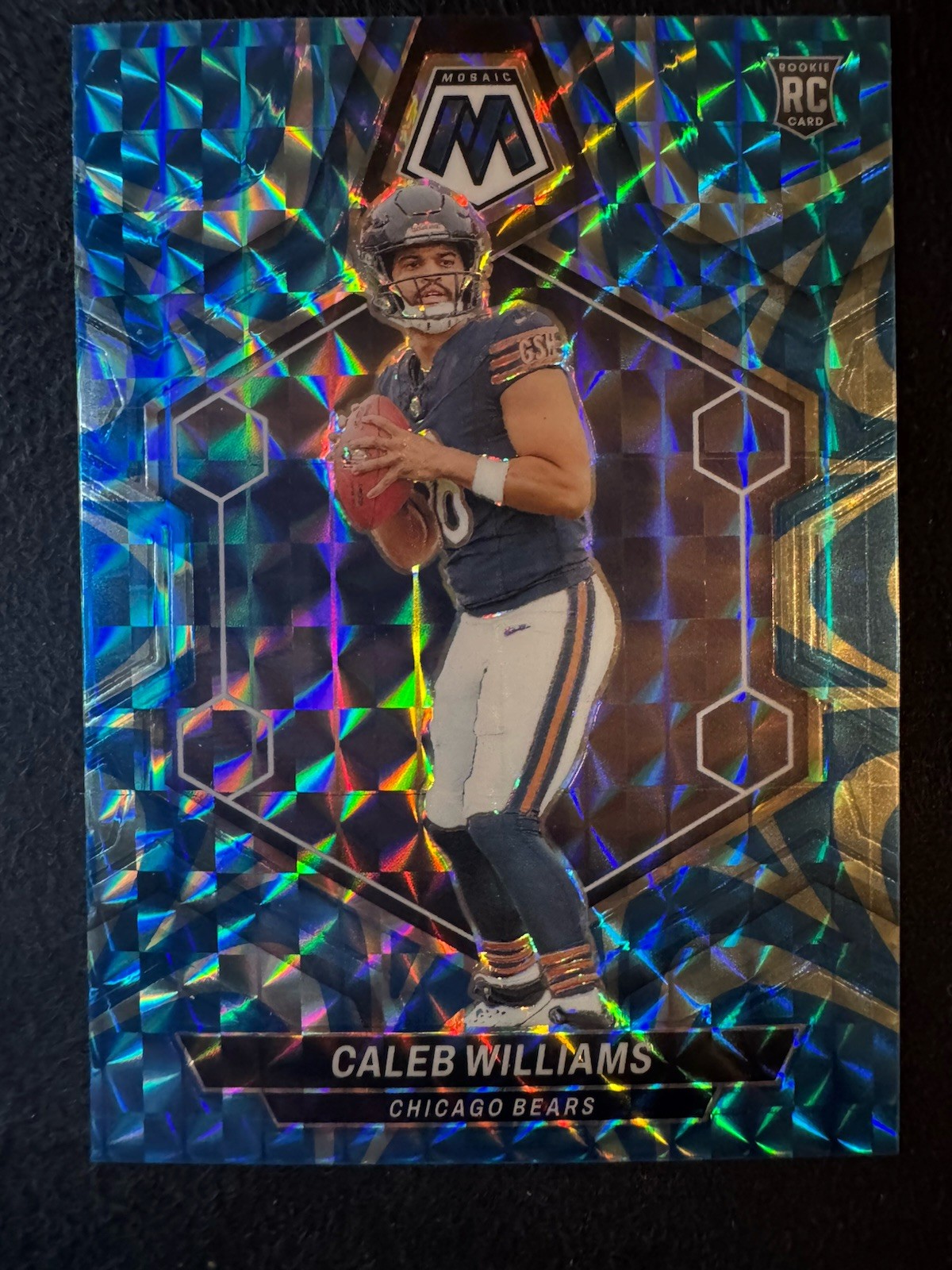 2024 Panini Mosaic - Rookies Caleb Williams #301 Reactive Blue Mosaic Prizm (RC)
