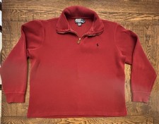 Polo Ralph Lauren Mens Red Mock Neck 1/4 Zip Pullover Sweatshirt - Size L