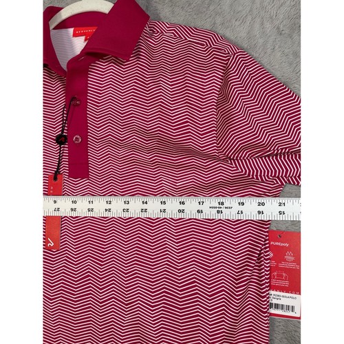 Redvanly Isola Polo Mens Size S Sangria Red Chevron Short Sleeve Golf Shirt - Picture 4 of 6