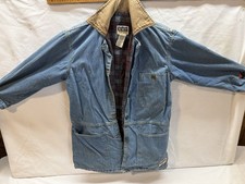 Vintage 80s Big Smith Corduroy Denim Barn Chore Jacket Men Size Small Blue