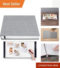Elegant Large Self-Adhesive Photo Album - 40 Pages Linen Cover, 13x12.8