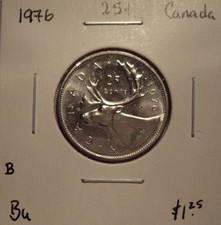 B Canada Elizabeth II 1976 25 Cents - BU