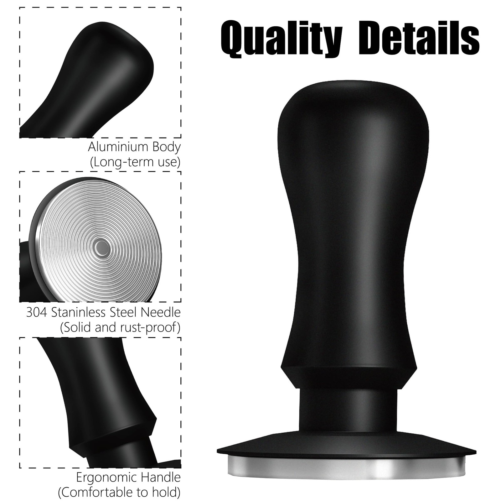 58.5mm Espresso Tamper, 30lb Spring-Loaded Calibrated Coffee Tamper, 304 Stai...