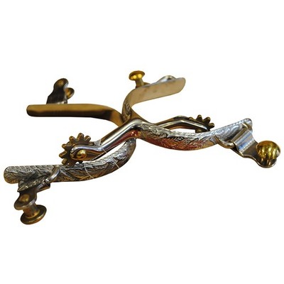 93AH Hilason Stainless Steel Ladies Roping Spurs With 10 Points Solid Brass
