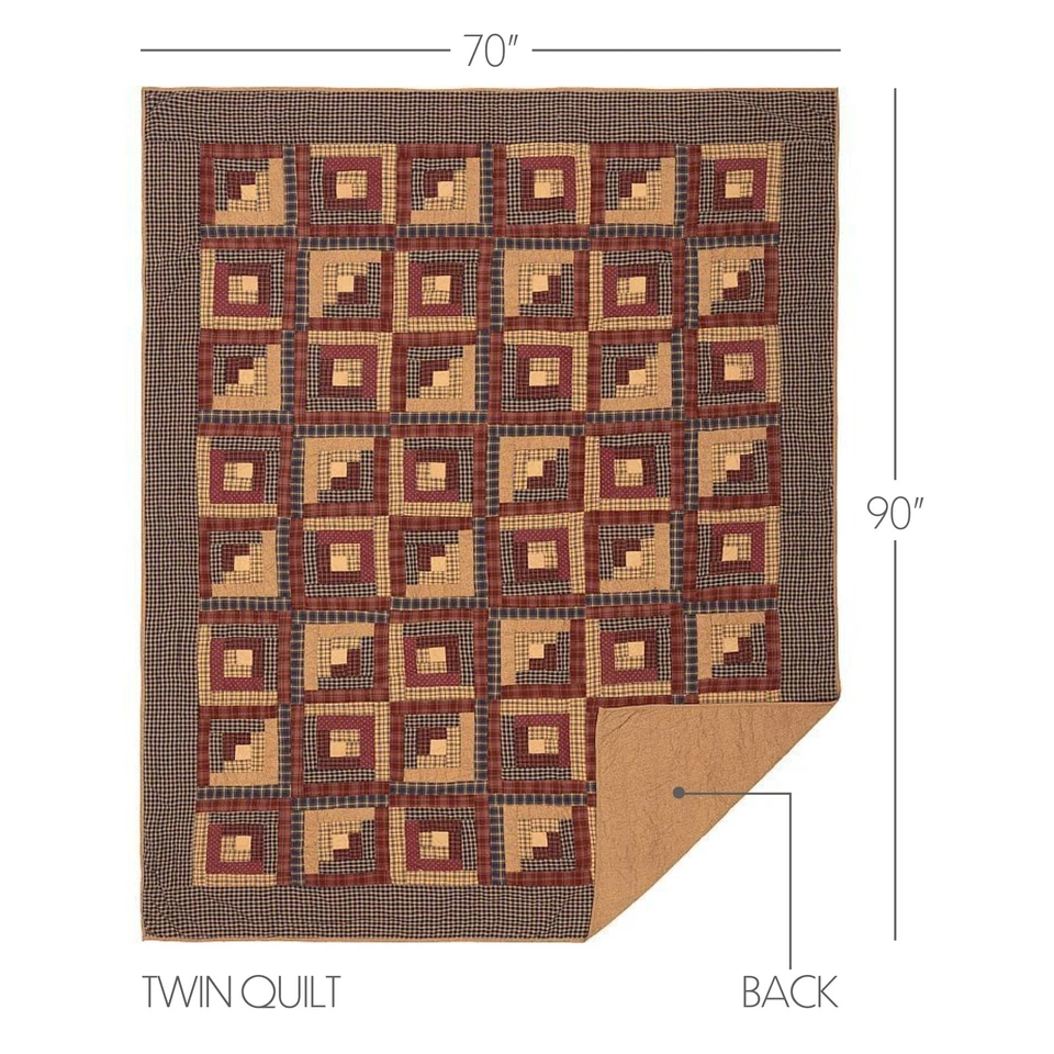 Rustic Twin Quilt Red Patchwork Millsboro Cotton Bedroom Decor VHC Brands - Image 3 of 4