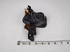 Mini Leather Western Saddle Toy Sized Black Detailed Tooled