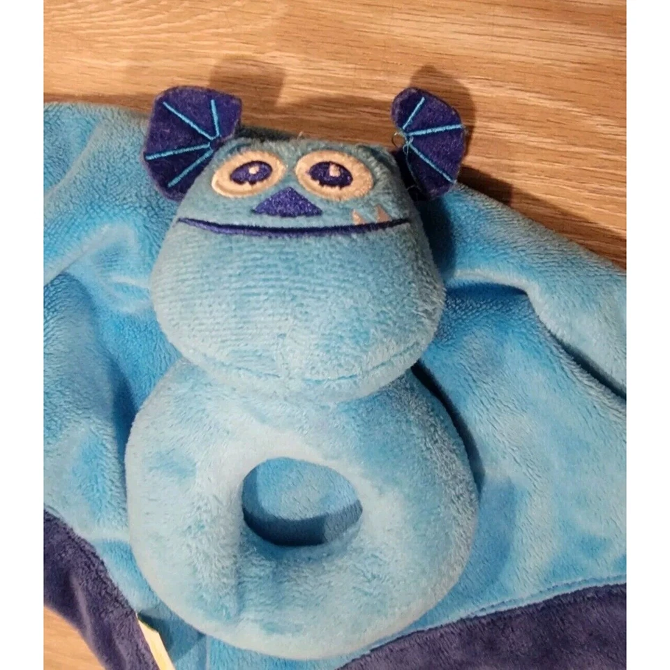 Disney Monsters Inc Sulley Azul Bebé Manta de Seguridad Lovey Sonajero Anillo Sully Foto 2 de 4
