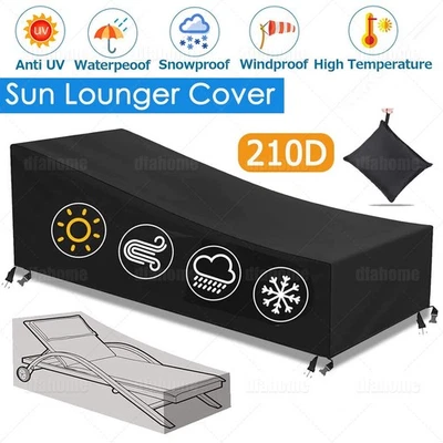 210D Waterproof Sunbed Sun Lounger Cover Outdoor Garden Furniture Patio Rattan