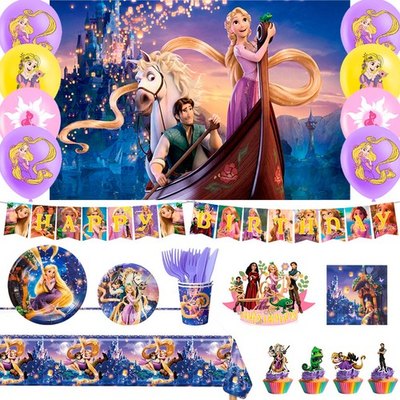 #ad #ad Rapunzel Party Decoration Disney Princess Birthday Supplies Balloons Plates $22.99
