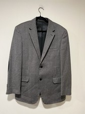 Andrew Fezza 42R Sport Coat Worsted Wool Silk Gray Houndstooth 2 Button