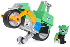 Paw Patrol, Moto Pups Rocky'Deluxe Pull Back Motorcycle Vehicle with Wheelie Fea