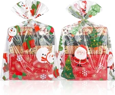 10Pcs Cellophane Large Christmas Bags Clear Gift Wrap Basket 17.71"x23.62" 3 Mil