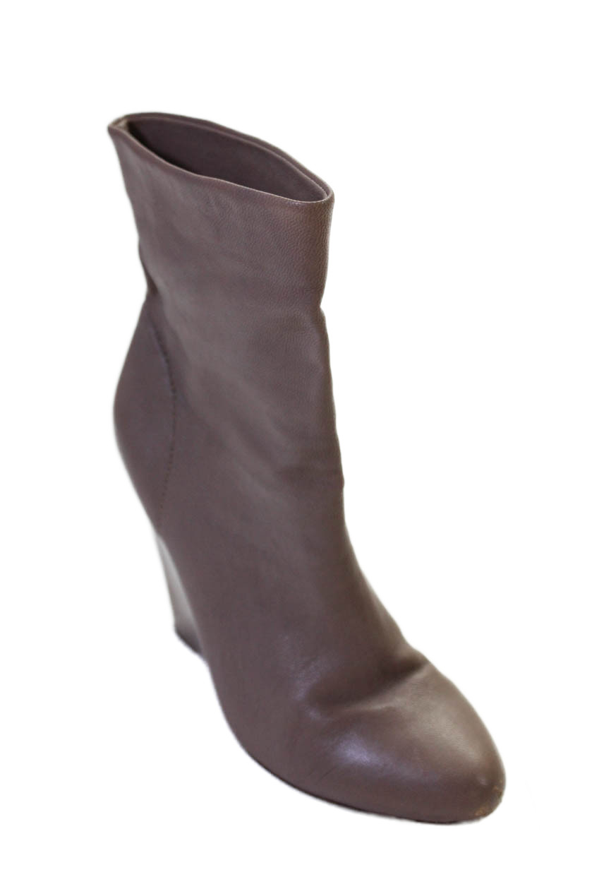 KORS Michael Kors Womens Leather Wedge Heels Ankle Boots Shoes Taupe Size 6.5MFree Shipping in US $100+ Orders | $6.95 Orders Below