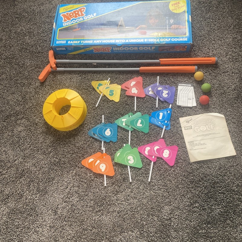Vintage 1986 Nerf Indoor Golf Set Parker Brothers With Original Box READ