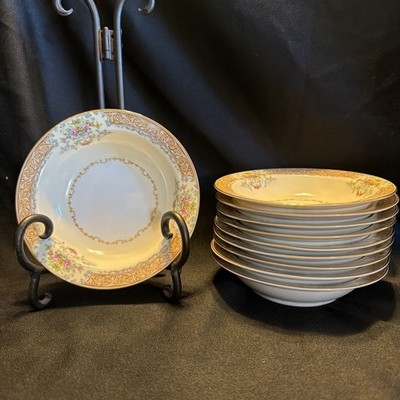Set Of 10 Noritake Mystery#56 Porcelain And Bone China Berry Bowls. Japan VNT