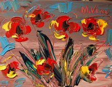 FLOWERS   AMAZING  VIEW ORIGINAL PAINTING BY M.KAZAV CANVAS  r7utr
