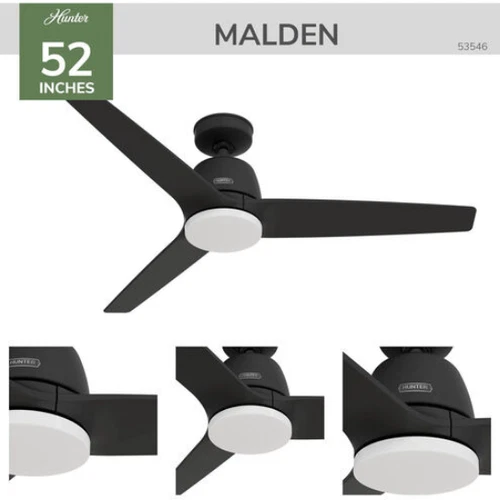 Hunter Fans 53546 Malden 52 inch Matte Black Ceiling Fan NEW IN BOX - Picture 4 of 5