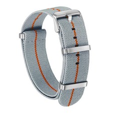 Elastic Nylon Watch Band 22mm Waterproof One-Piece Watch Strap Light Grey/Orange