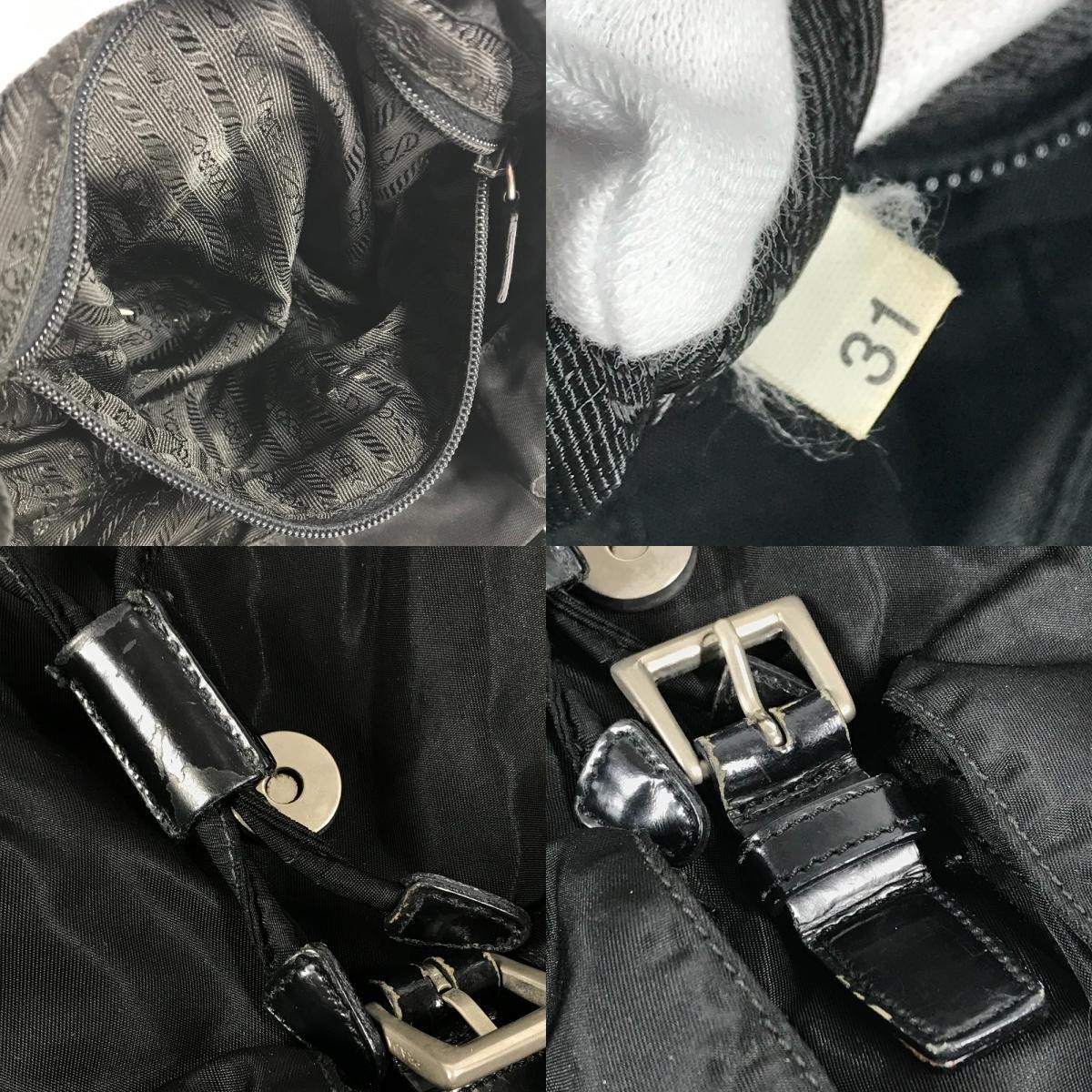 PRADA Triangle Logo Plate Bag Backpack Rucksack Black Unisex Used from japan thumbnail 9