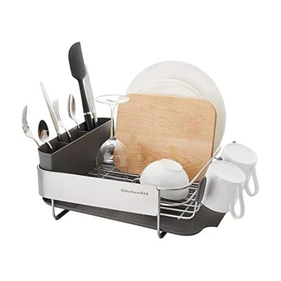 KitchenAid Compact, Space Saving Rust Resistant Dish Rack, 16.06-Inch, Gray 