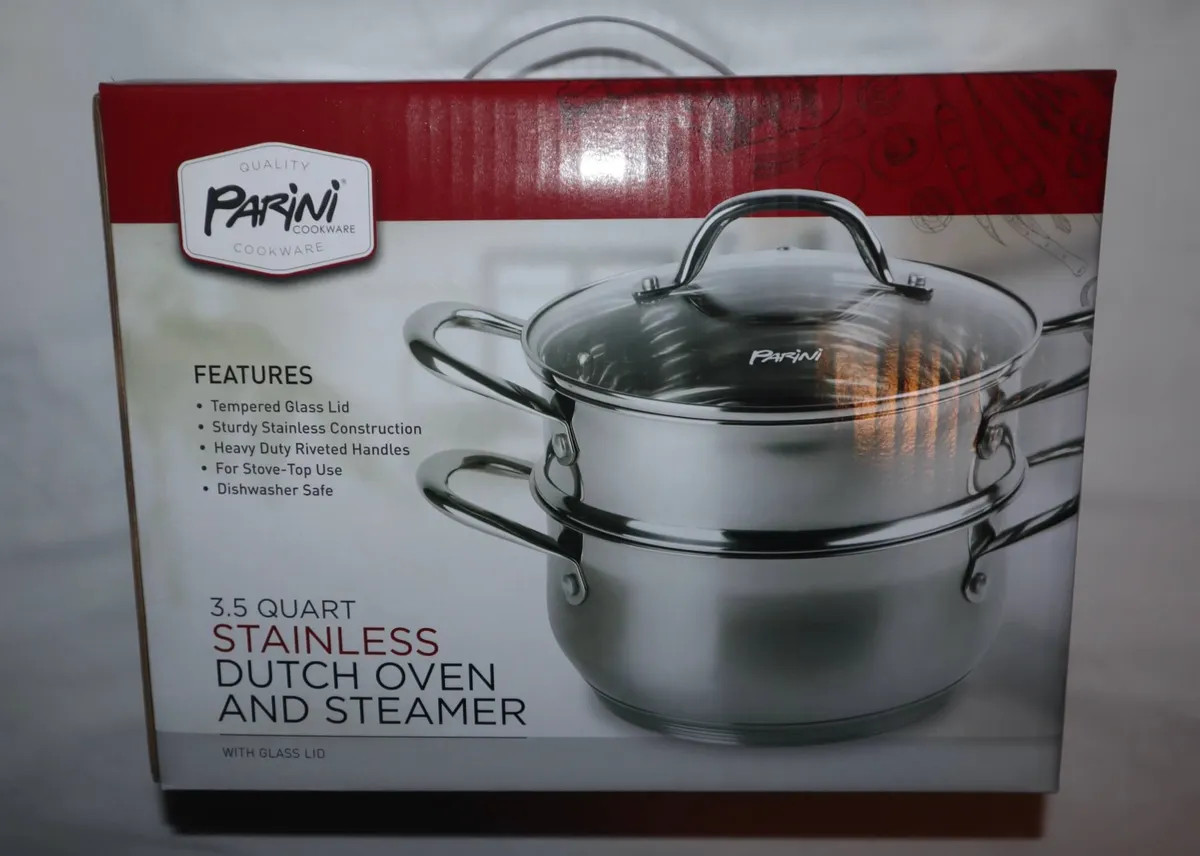 Parini QT Dutch Oven With Steamer And Glass Lid BRAND for