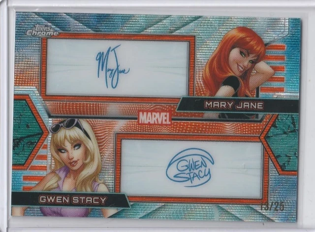 2026 Topps Chrome Marvel Dual Faksimile Orange Auto /25 Mary Jane / Gwen Stacy