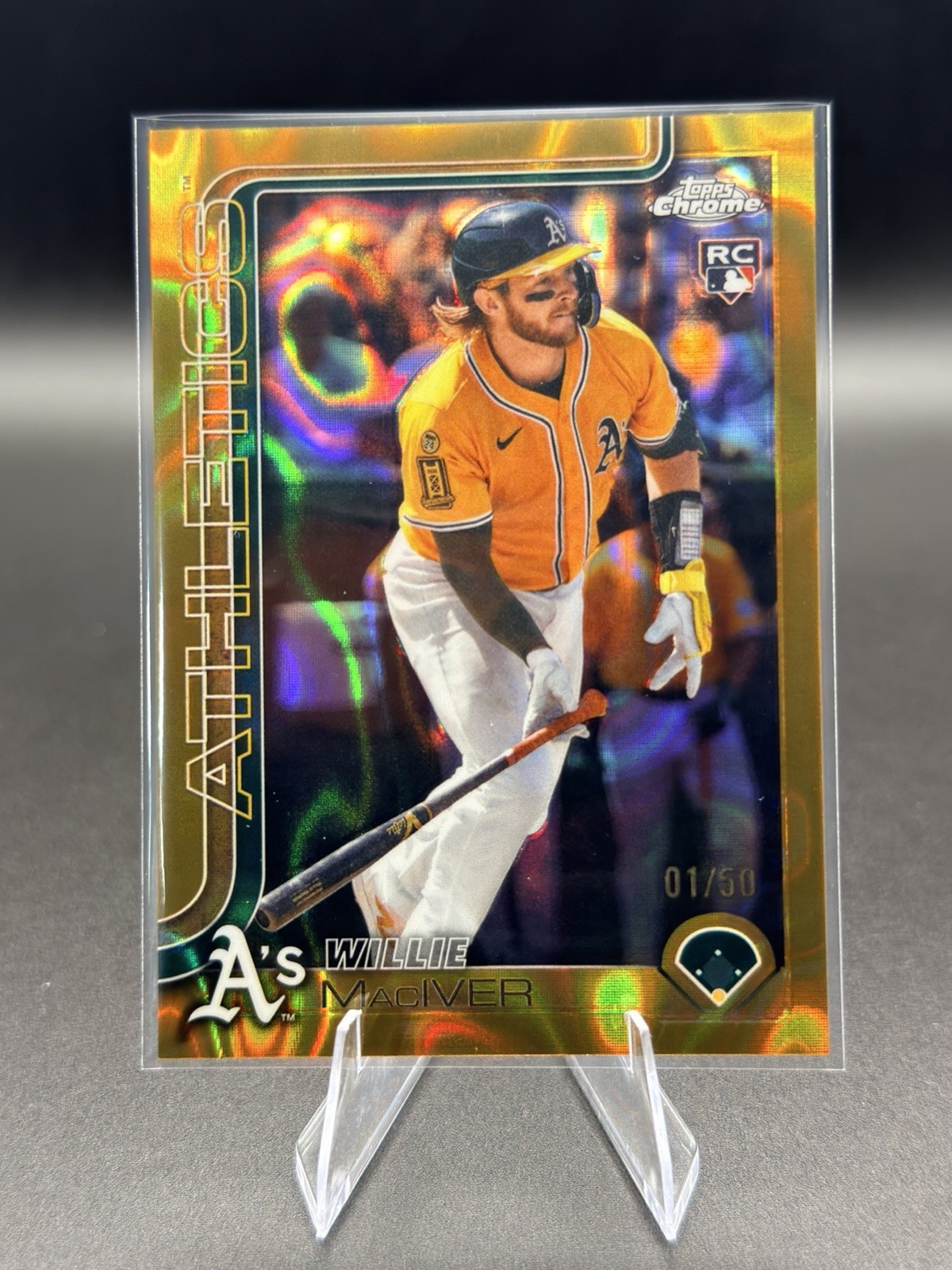 Willie MacIver 2025 Topps Chrome Update USC81 Gold Raywave 1/50 First On Print