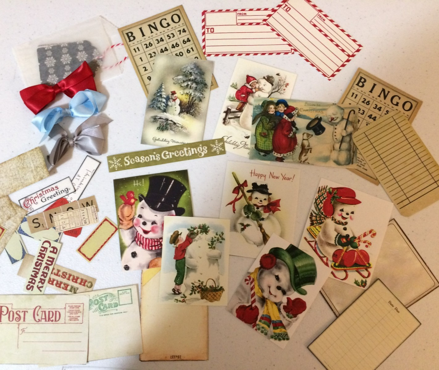 Christmas Scrapbook Paper Double-Sided Kit Snowman Tags Quotes 50 pieces + 2014