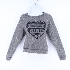 Almost Famous Sweatshirt Girls XL XL Gray Heathered Cotton Blend Slight Crop