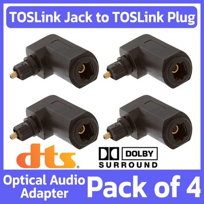 4 Pack TOSLink Male to Female 90° Cable Adapter Optical Right Angle Connector