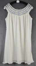 VTG 70s Babydoll Nightie White Nylon Chiffon Pouffy Negligee L/XL