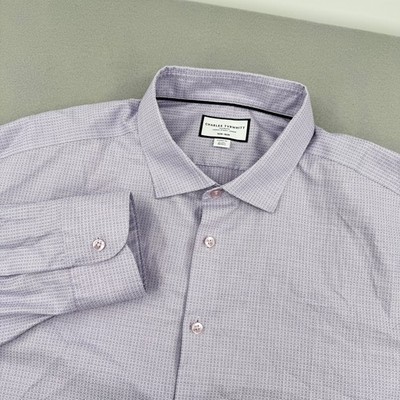 Charles Tyrwhitt Mens Non-Iron Classic Fit Dress Shirt 19-37 Purple Micro Dot