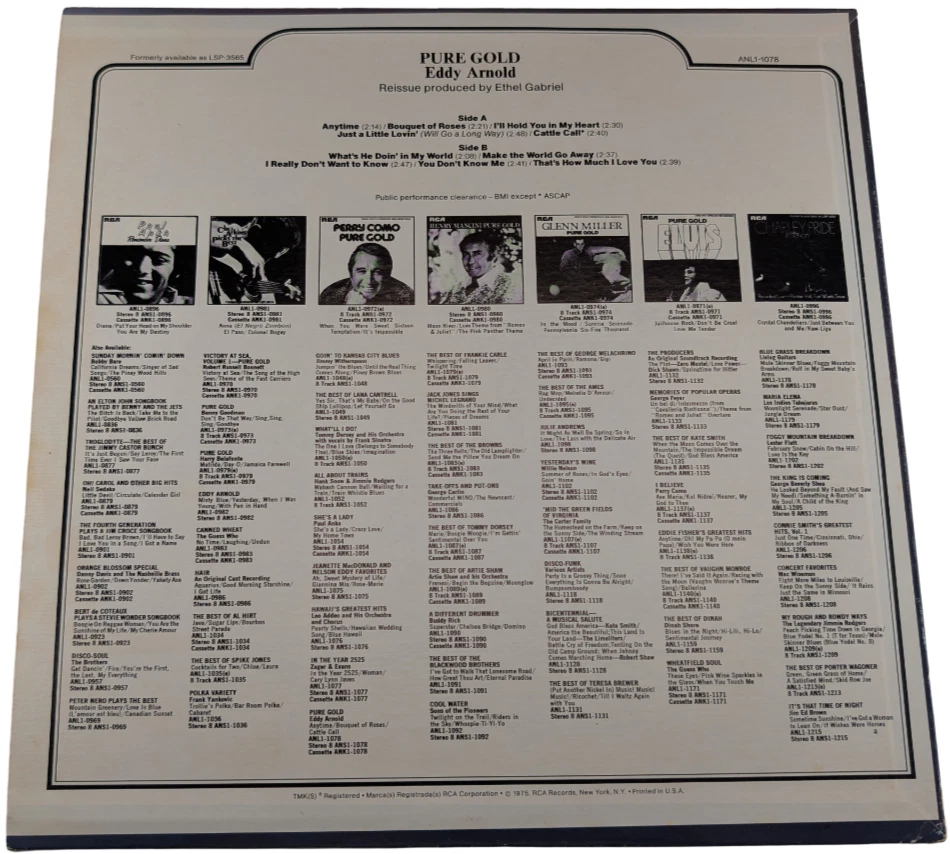 Eddy Arnold Pure Gold (LP) RCA ANL1 1078 Country 1975 Stereo VG vinyl VG jacket - Image 2 of 4