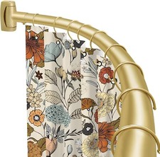 Curved Shower Curtain Rod 35-82In 2.9-6.8Ft Gold Round Rustproof Shower Rod...
