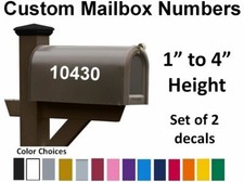 SET OF 2 - Custom Mailbox Numbers Solid Colors Vinyl Decals Stickers House
