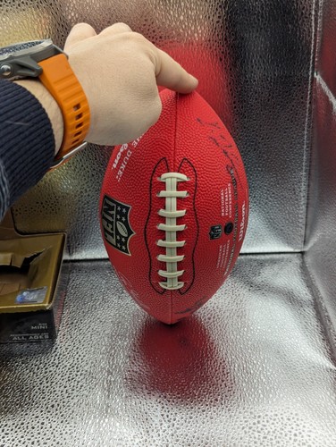 WILSON NFL GAME FOOTBALL AUTHENTIC DUKE 2008 NY Giants Replica size mini - Picture 11 of 12