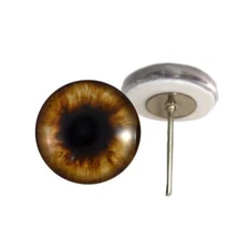 Pair Brown Teddy Bear Glass Eyes On Wire Pin Posts Doll Making Needle Felt