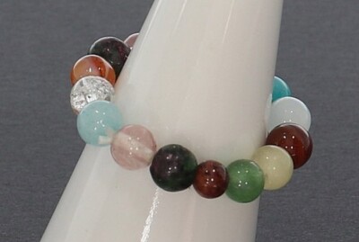  Multicolor Edelstein Fingerring Ring Kugel Ø 4mm - Elastik Band    Einzigartige