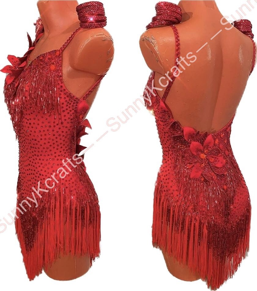 jz Handmade Women Samba Ballroom Swing Salsa Rumba Latin Dance Dress ...