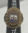 RARE 1940’s  Mexican Biker Ring Crown Lions heraldry Crest & Soldier 13